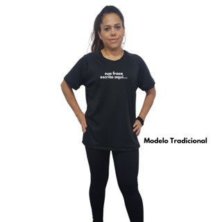 Camiseta Feminina Dry Fit Academia Treino Personalizada com sua frase Made Store - Tradicional Frente Costa Frase, P